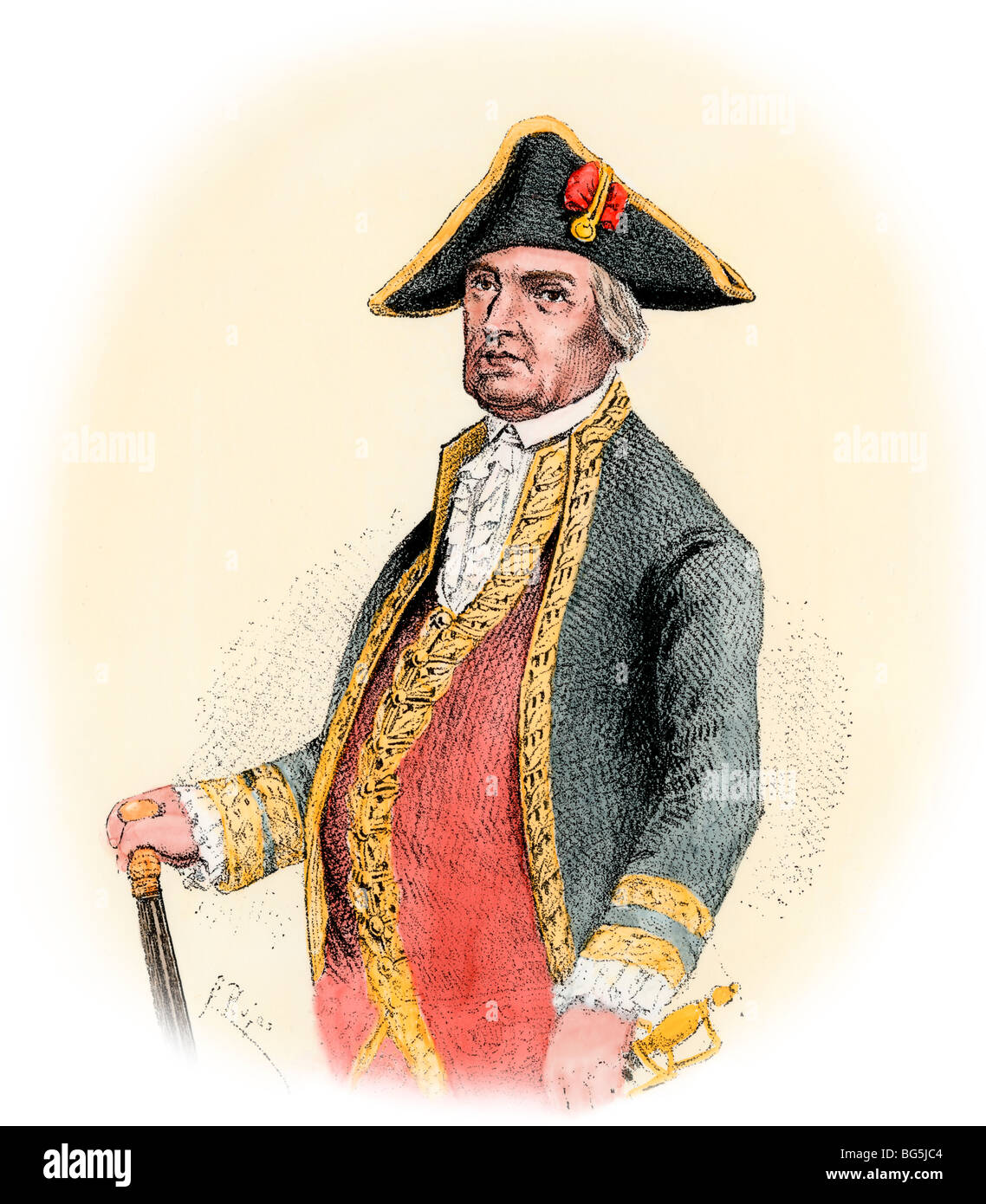 Don Ambrosio O'Higgins, Spanish colonial administrator of Peru and of Chile. Hand-colored woodcut Stock Photo