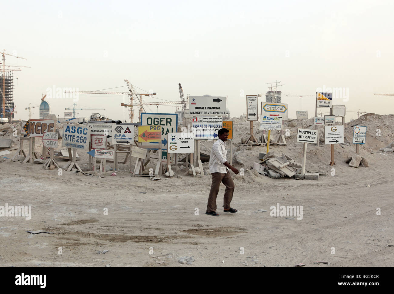 Lots of sign posts, Dubai, United Arab Emirates Stock Photo