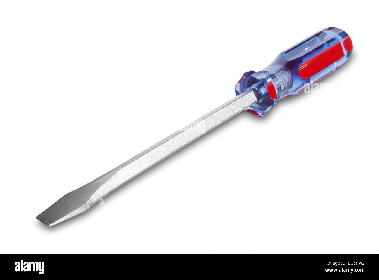 Angled screwdriver on white with shadow and clipping path Stock Photo