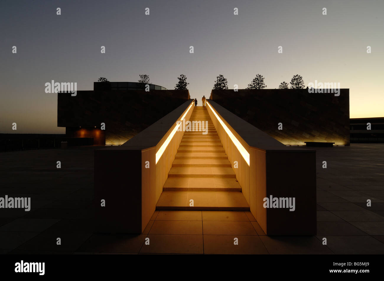 External Staircase Lit At Night of the Grand Theatre de Provence (GTP), Concert Hall and Theatre, Aix en Provence, Bouches-du-Rhône Provence France Stock Photo