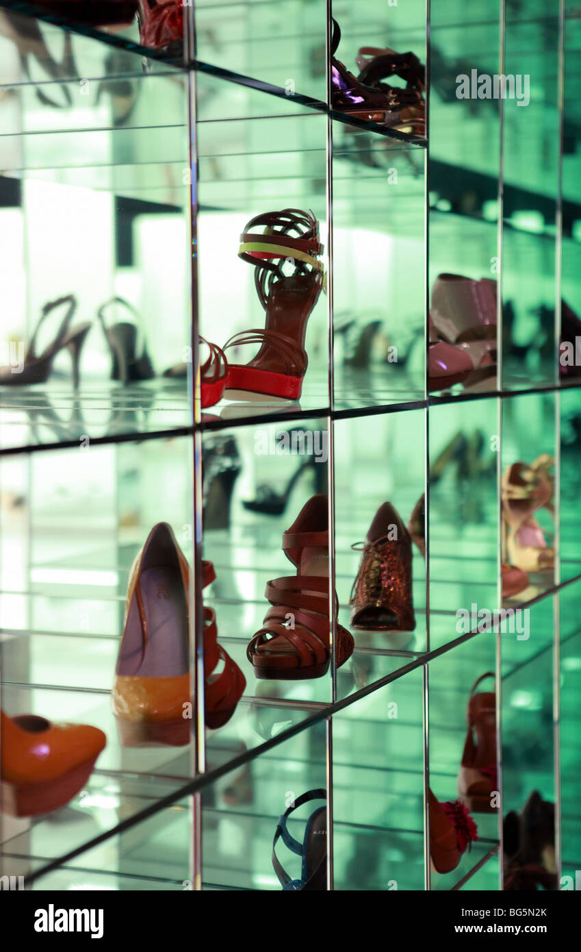 Shoes in a window display, Dubai, United Arab Emirates Stock Photo