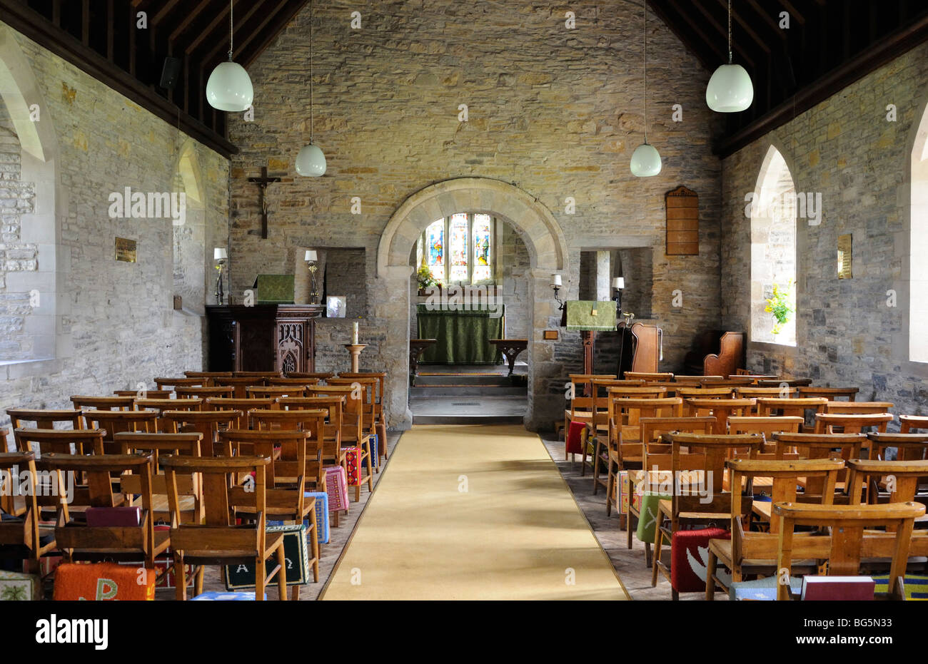 The interior of St Anne's Church, Wyre Piddle, Worcestershire, England, UK. Stock Photo