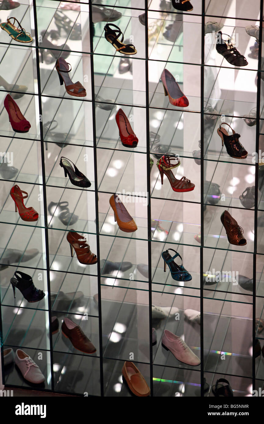 Shoes in a window display, Dubai, United Arab Emirates Stock Photo
