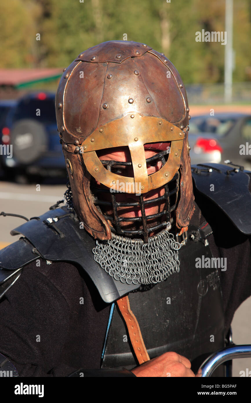 Man in costume of a warrior fighter Stock Photo