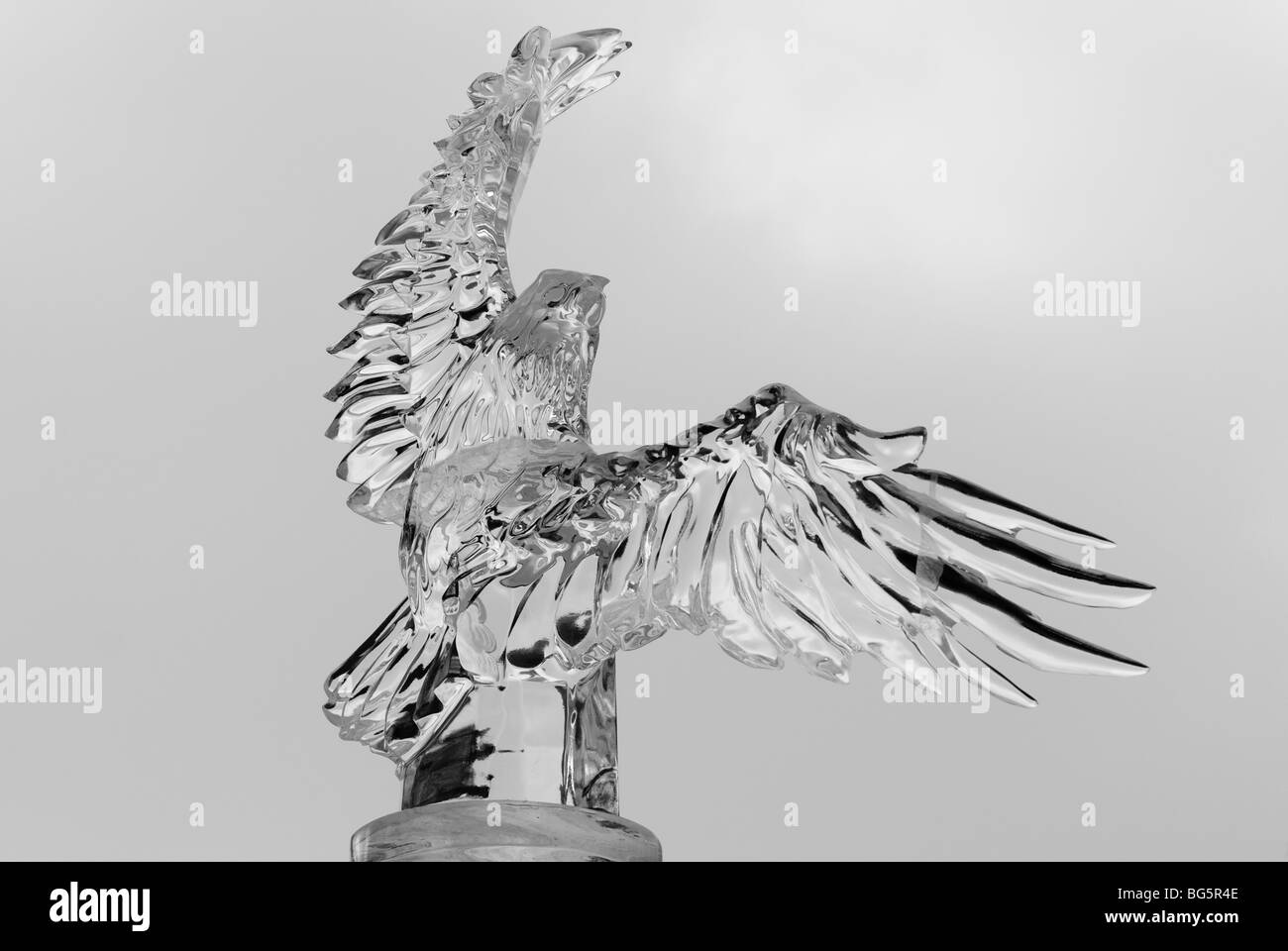An eagle ice sculpture created by artisans at the Ottawa's annual Winterlude festival Stock