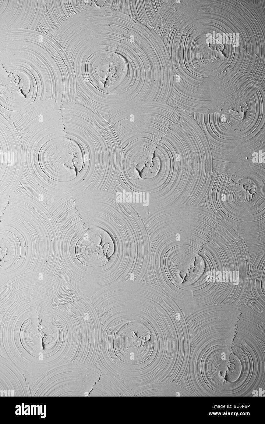 Swirl Pattern Created Out Of Plaster On A White Ceiling Stock