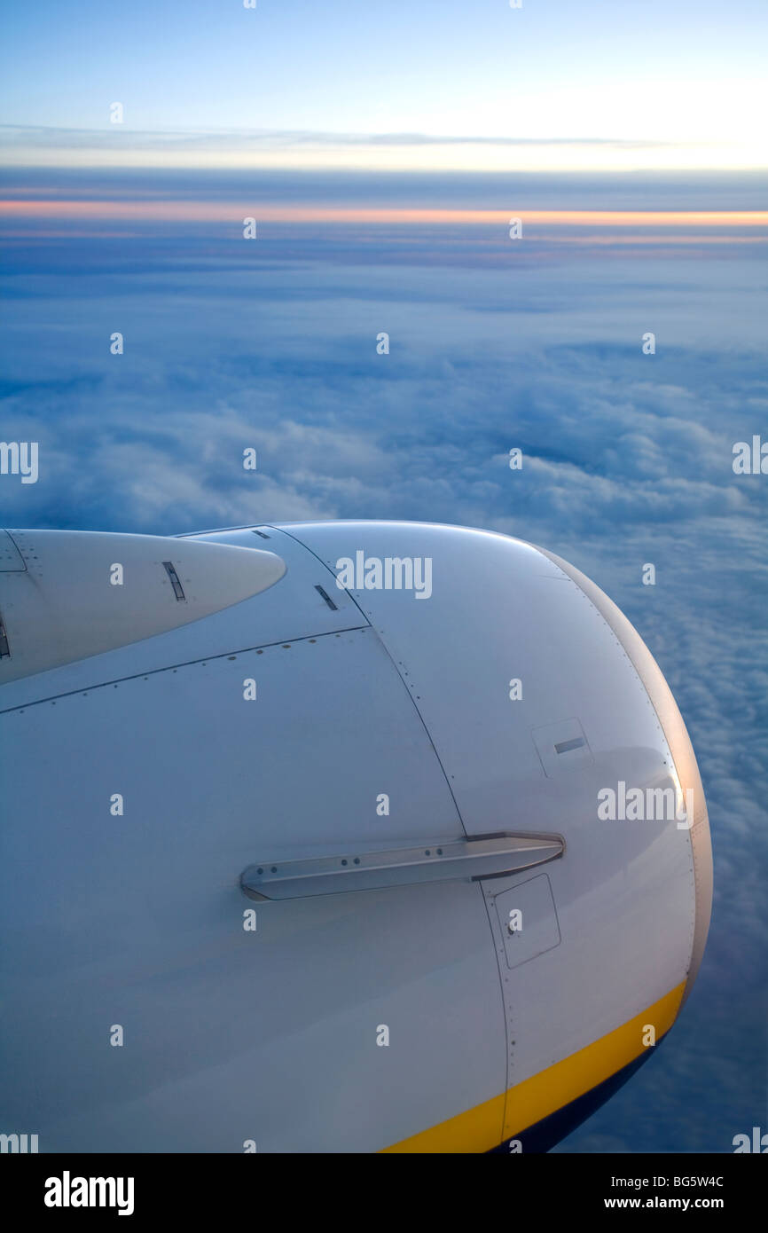 Aircraft jet engine in the sky Stock Photo - Alamy