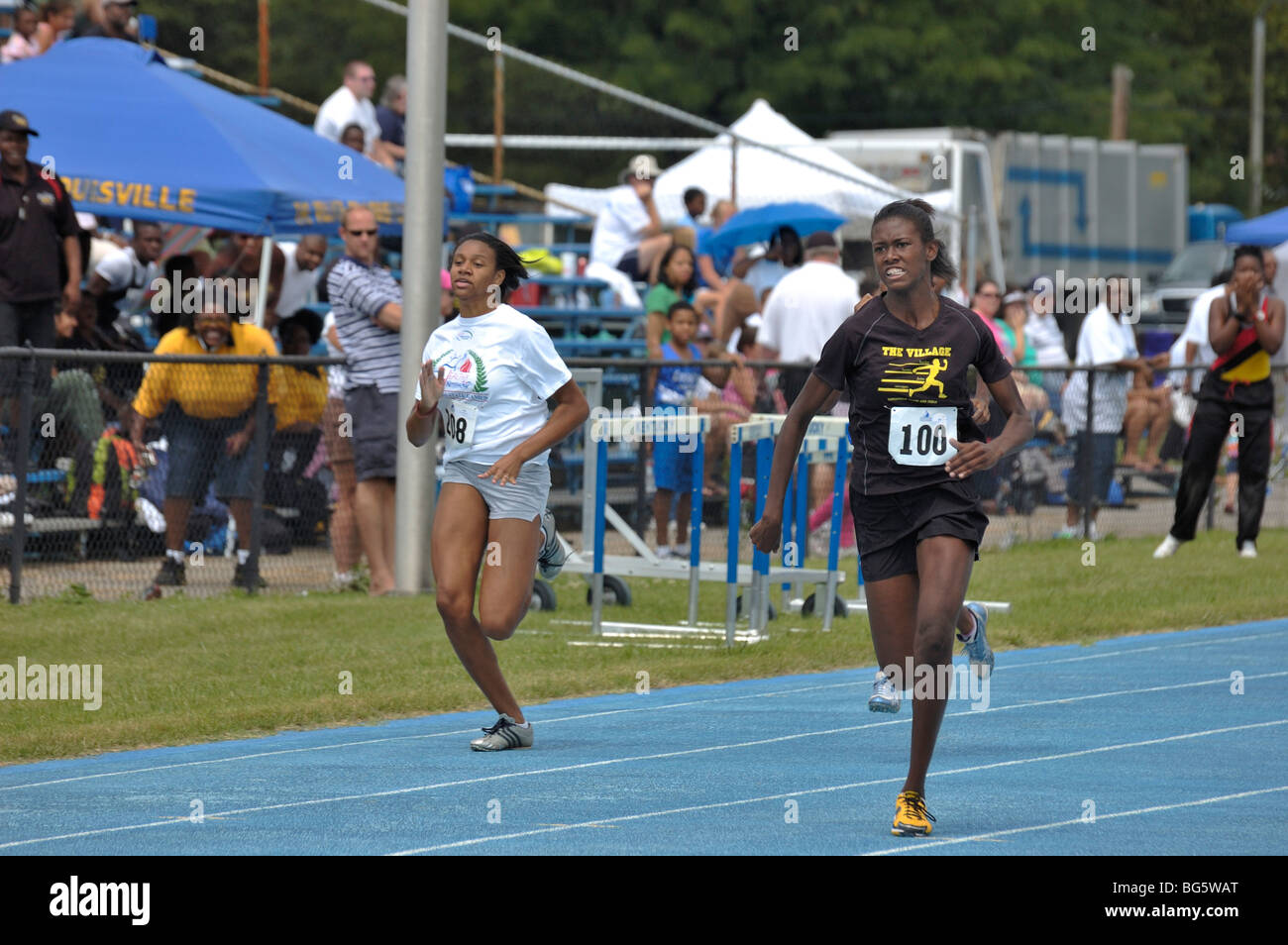 Female runners at the Track and Field competition during the Bluegrass