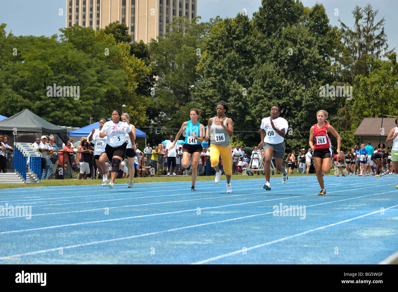 Female runners at the Track and Field competition during the Bluegrass