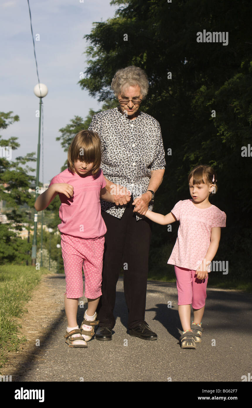 garandmother and grandchildrens Stock Photo