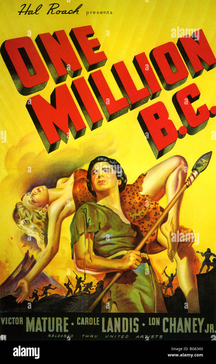ONE MILLION B.C.  Poster for 1940 UA film with Victor Mature Stock Photo