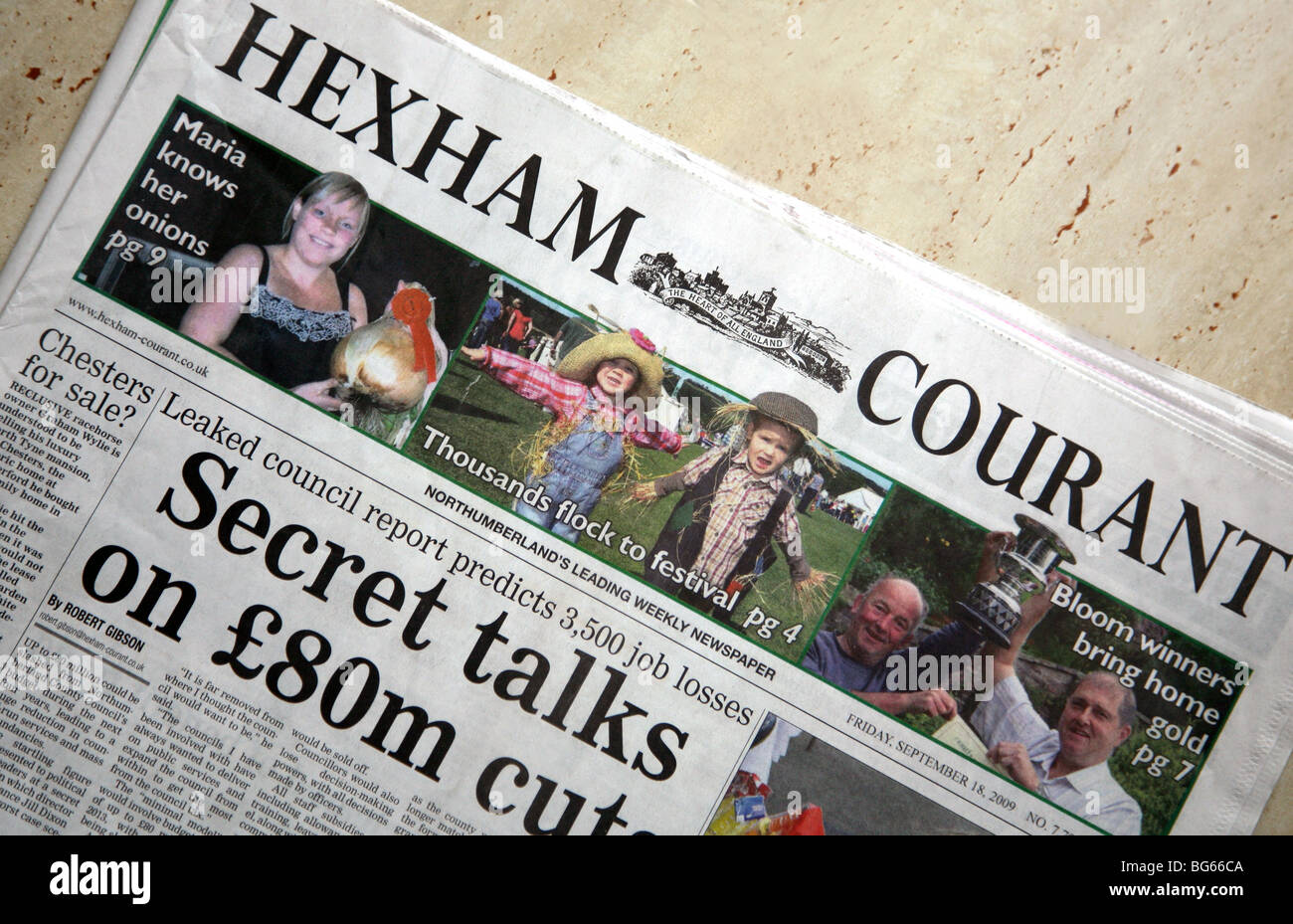 Hexham Courant, local newspaper in Northumberland, England Stock Photo