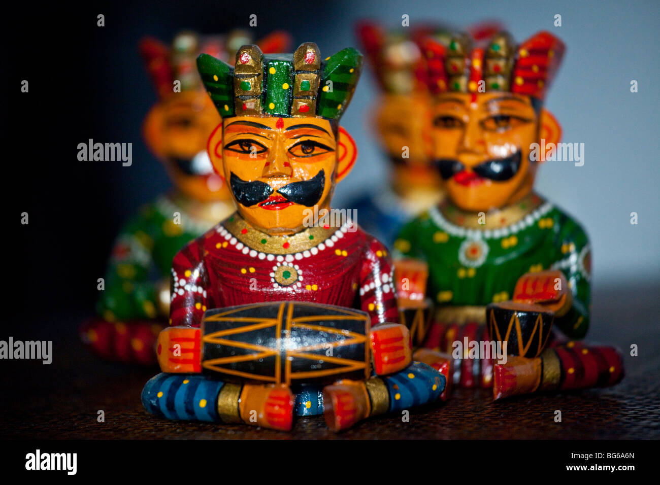 Souvenir wooden drummer Christmas decorations in Delhi India Stock Photo