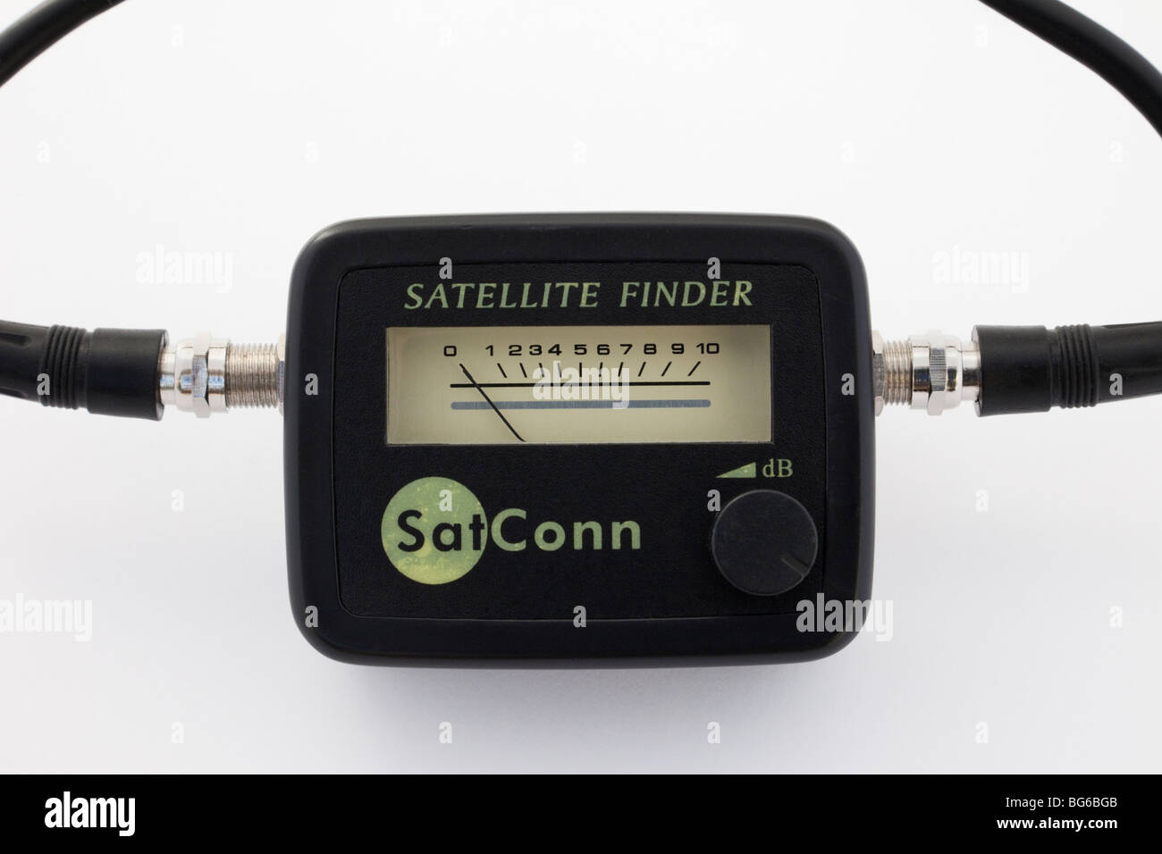 Studio still life. SatConn Satellite finder for measuring signal strength close-up on a white background. Stock Photo