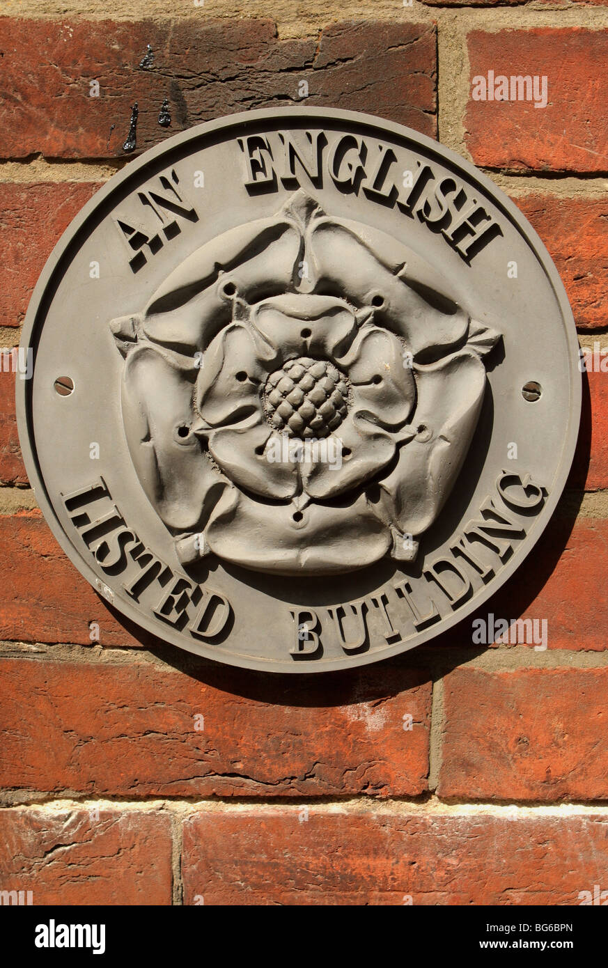 English Listed Building Plaque Stock Photo