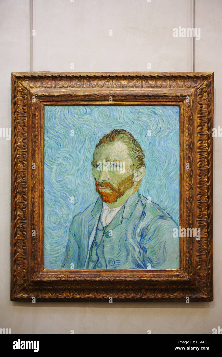 Vincent van Gogh self portrait 1889, d'Orsay Museum, Paris, France Stock Photo