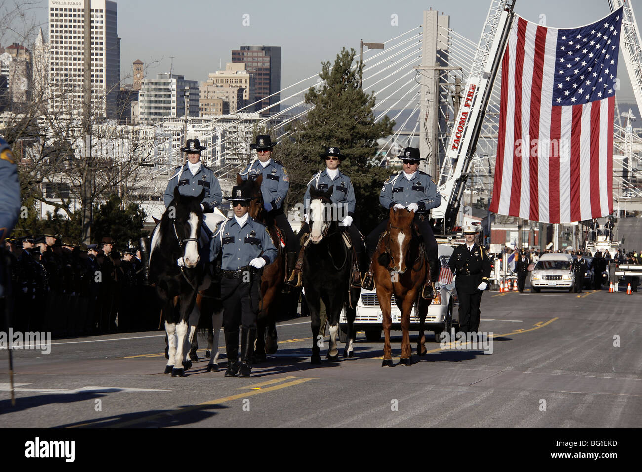 A memorial service held at the Tacoma Dome in Tacoma, WA. for 4 Lakewood, Wa. police officers Stock Photo
