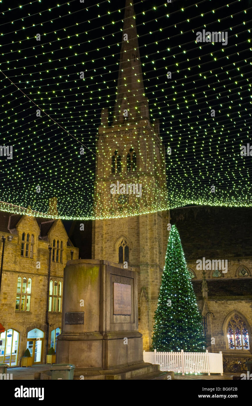 England, County Durham, Durham City. Christmas Tree in the Market Place