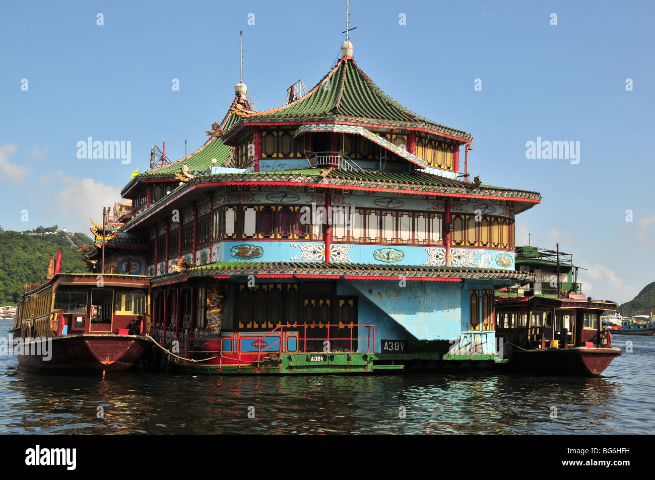 Western end and front side of the Jumbo Tai Pak Restaurants, moored