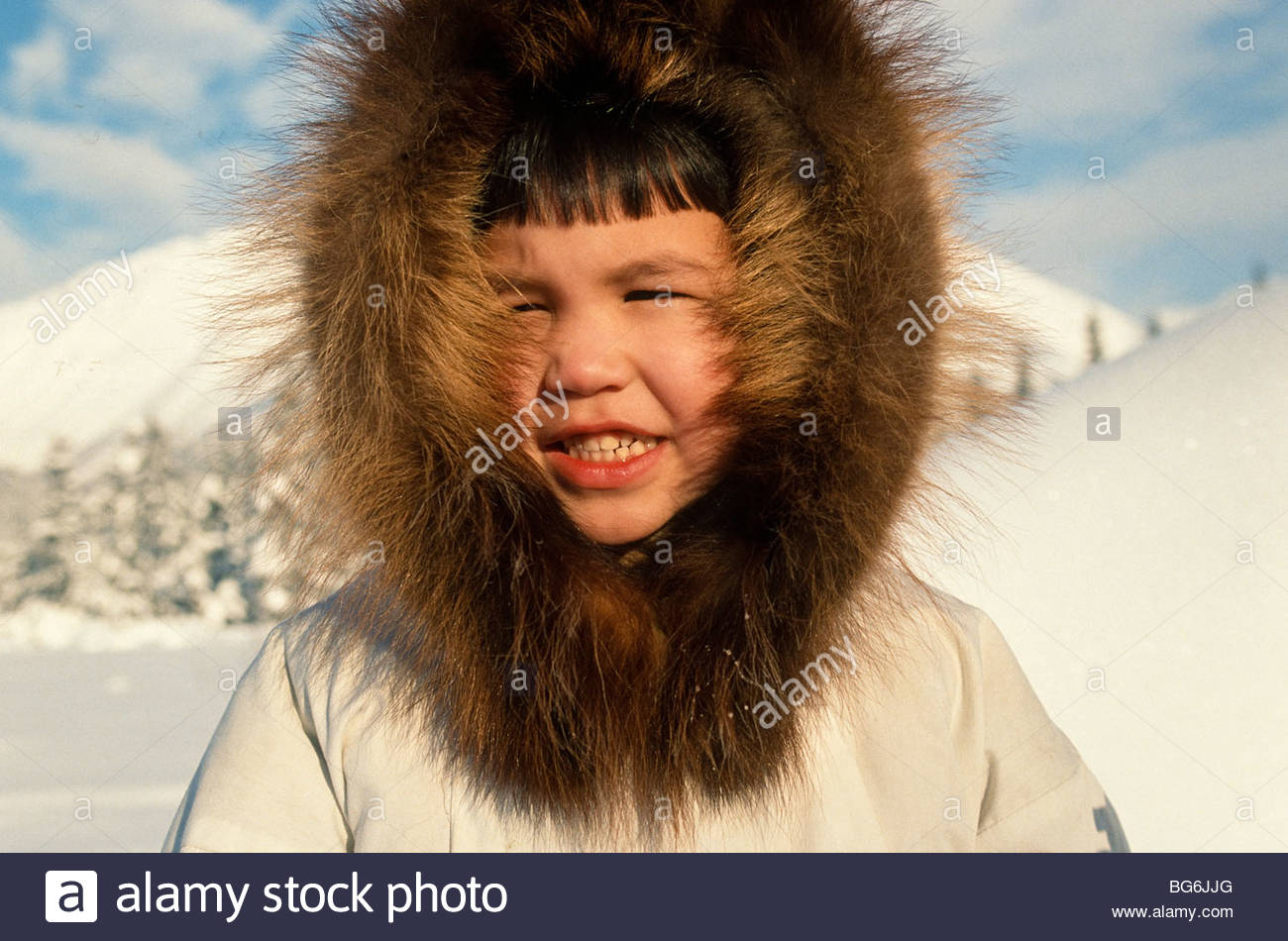 Alaska An Eskimo Boy Doesn t Enjoy The Cold Weather MR Stock Photo 