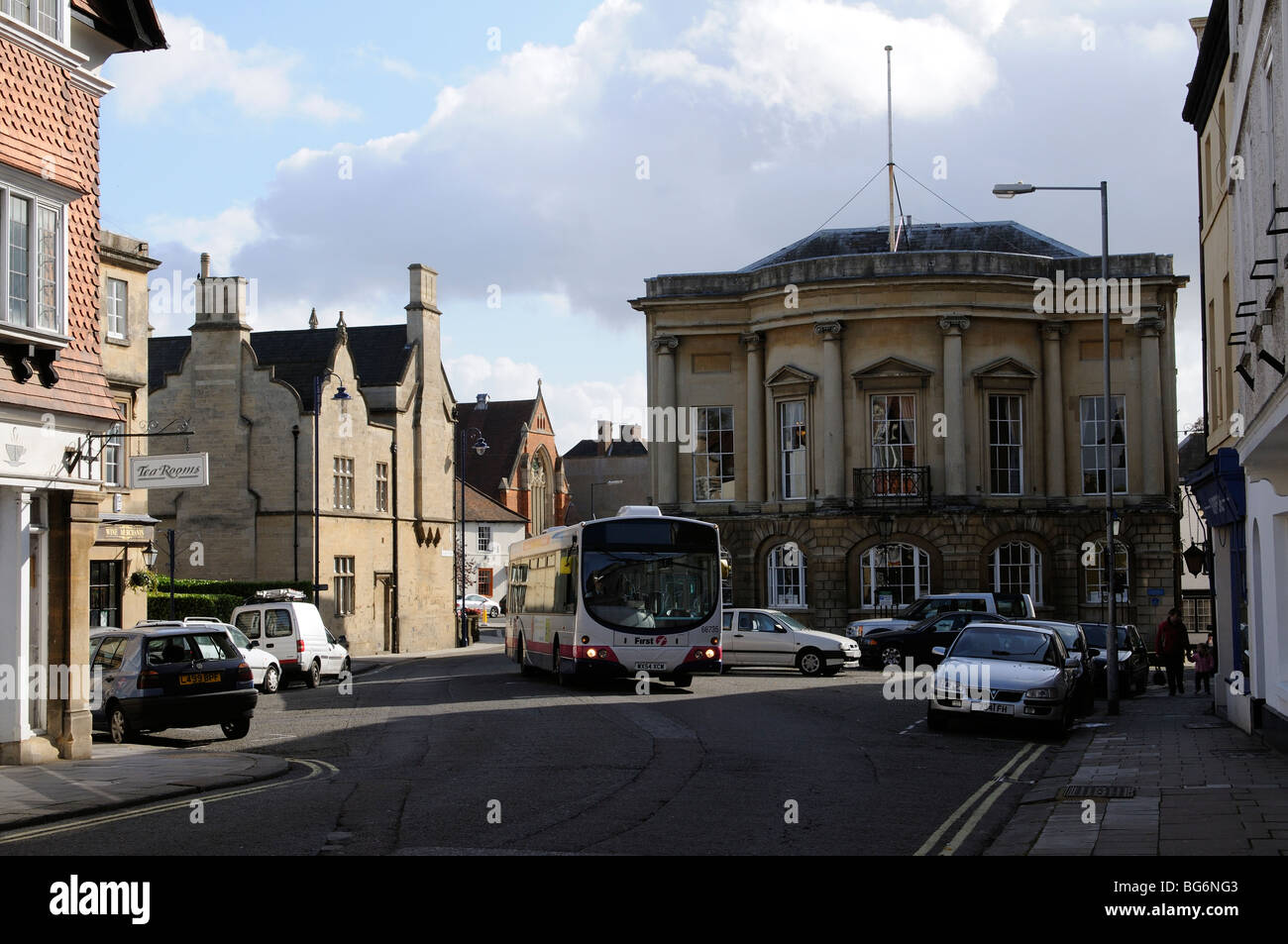 Devizes a market town in Wiltshire southern England looking towards the Town Hall Stock Photo