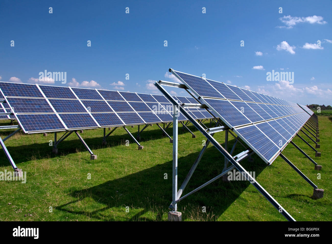 Photovoltaic solar panels for electricity production Stock Photo