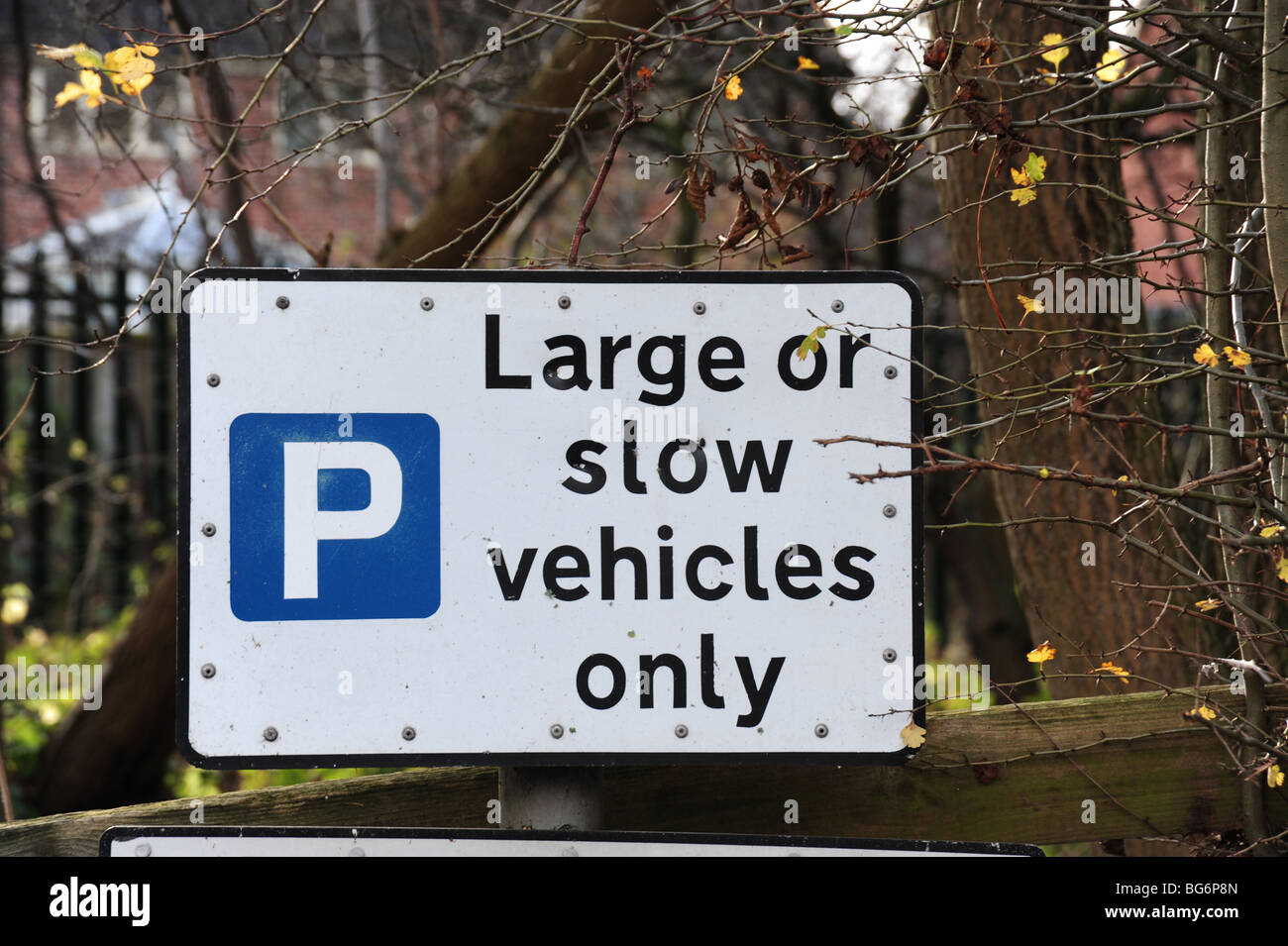 Large vehicle parking sign Stock Photo
