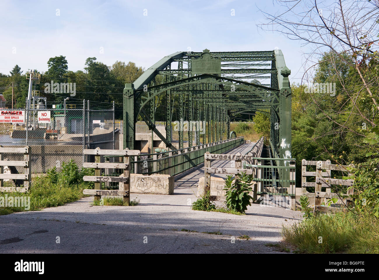 Steel bridge in disuse at Highgate Falls, Vermont. Stock Photo
