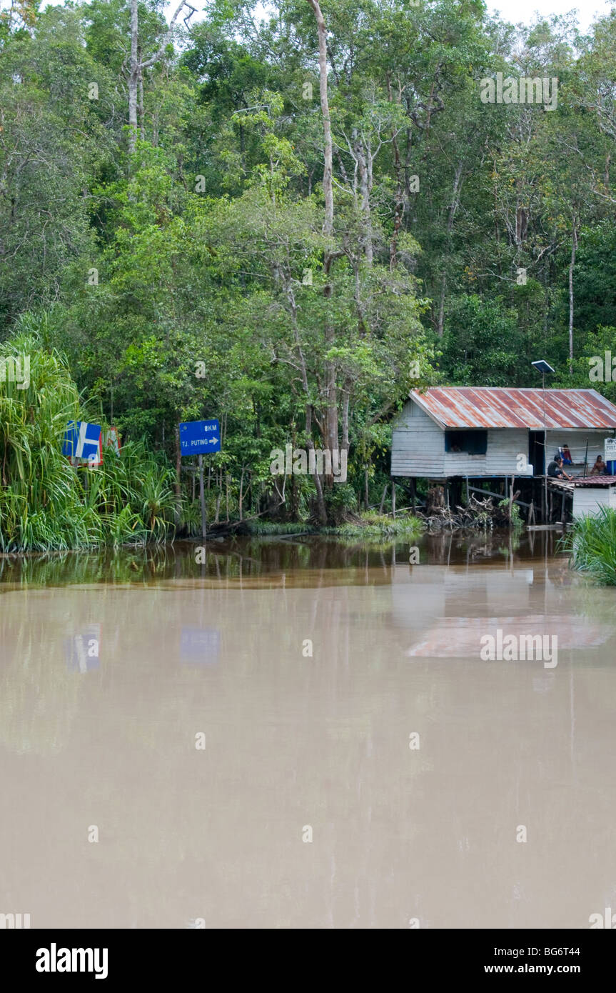 river in Borneo showing pollution caused by mining Stock Photo