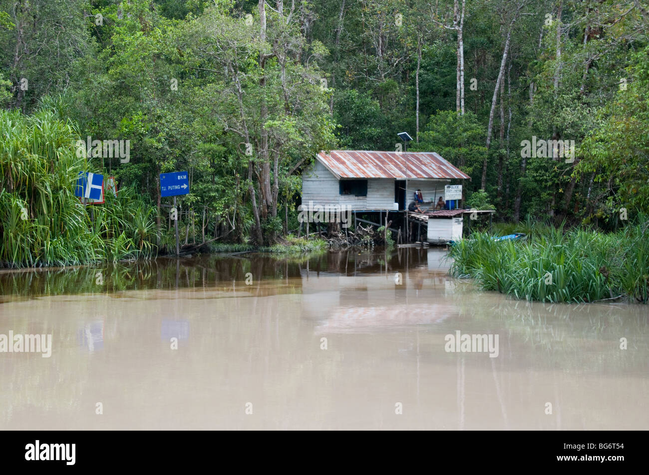 river in Borneo showing pollution caused by mining Stock Photo