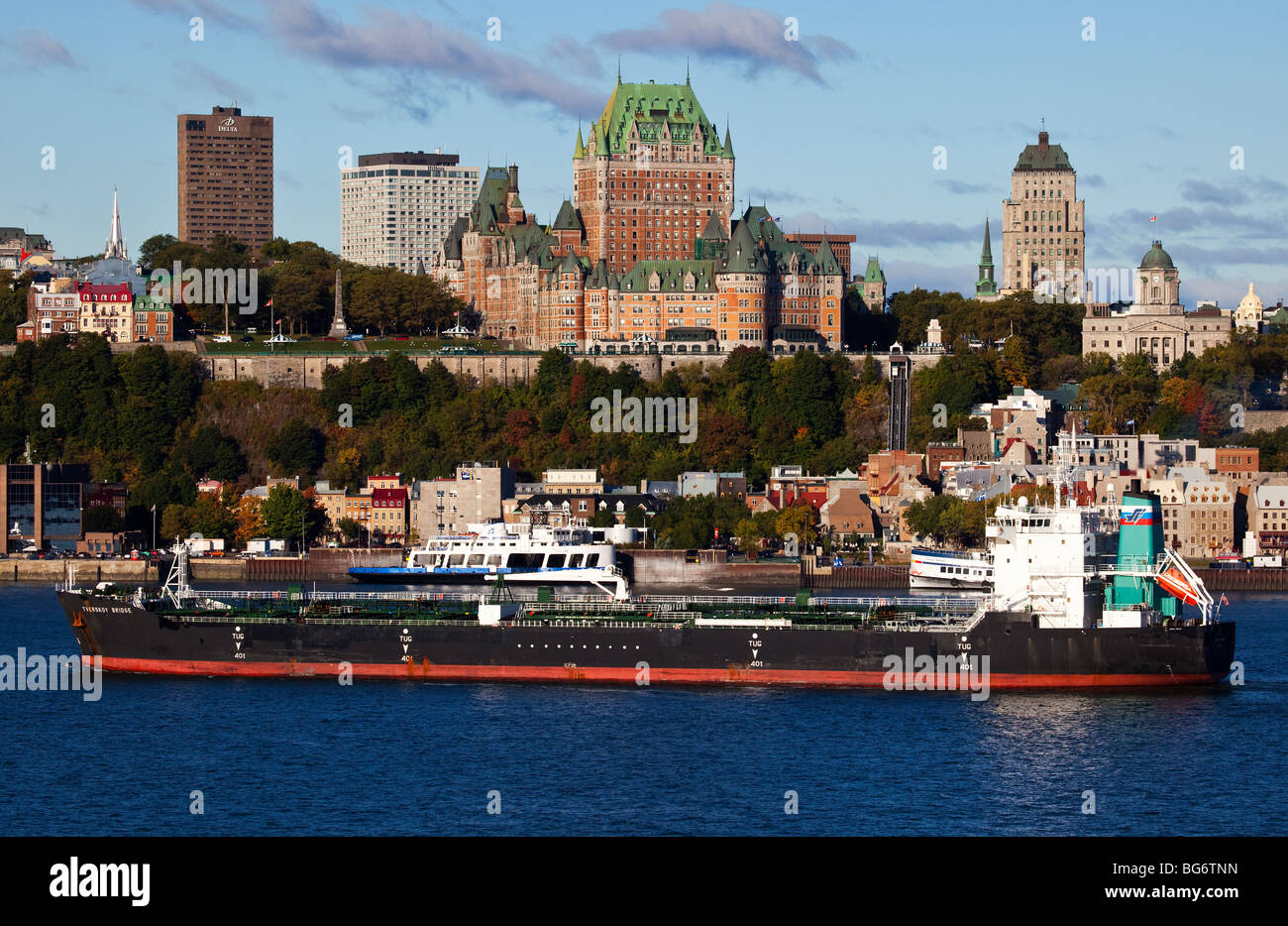 A Cargo Ship in Quebec City, Canada Stock Photo