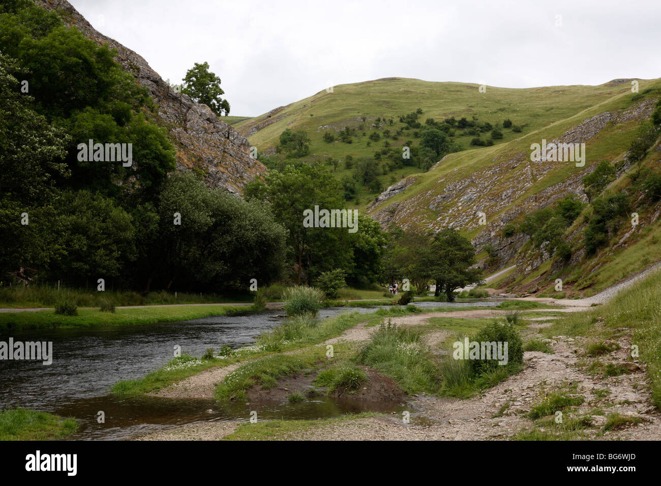 Walking in Dovedale, Derbyshire, July 2009 Stock Photo