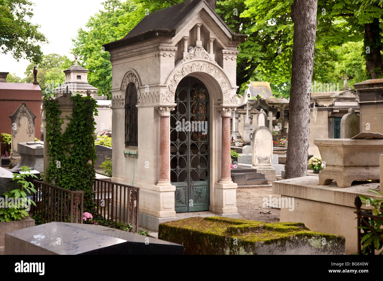 Crypt at the famous Cimetière de Montmartre in Paris France Stock Photo