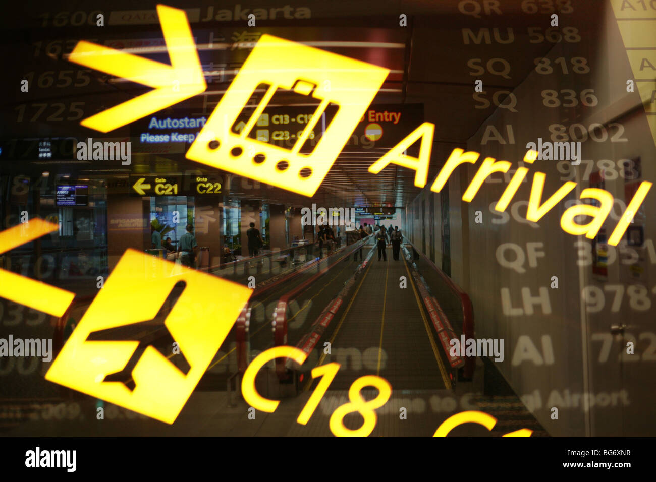 Arrival Sign in airport Stock Photo