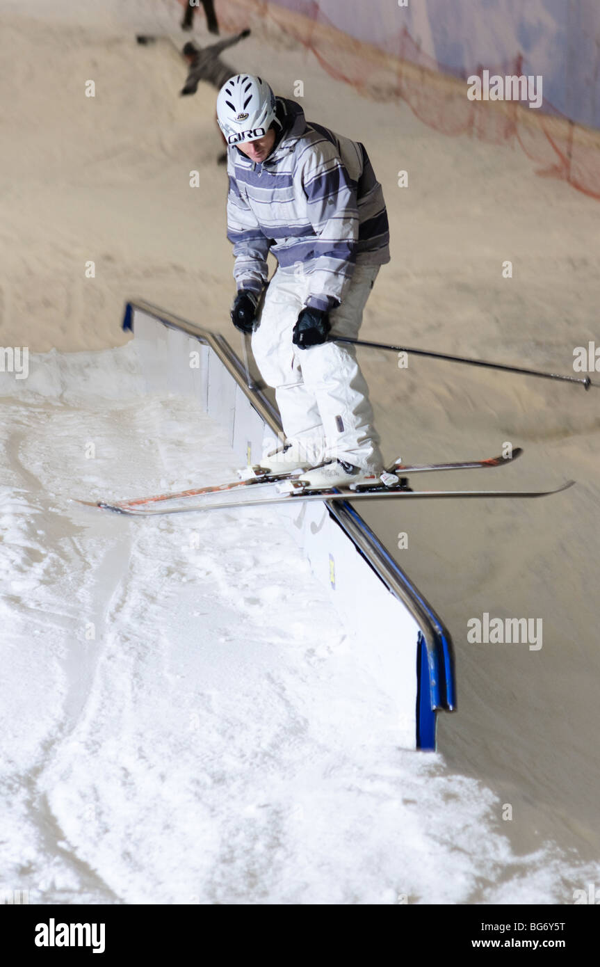 Snowboarding in all season ski center in Moscow, Russia Stock Photo