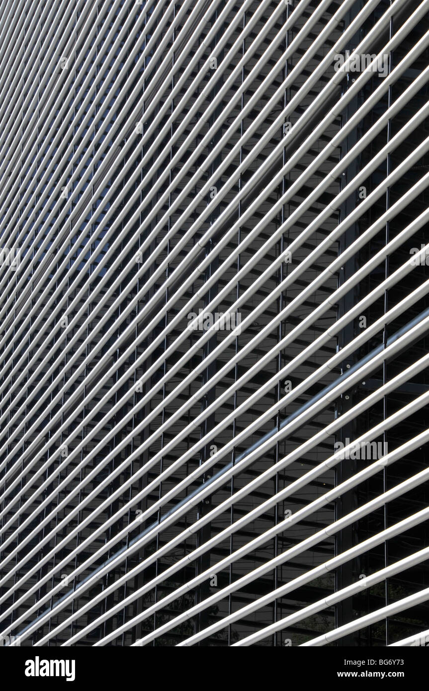 Lines on outside of London office modern building as abstract pattern ...