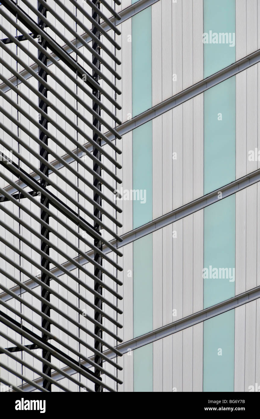 Modern architectural building features and reflections with manipulated