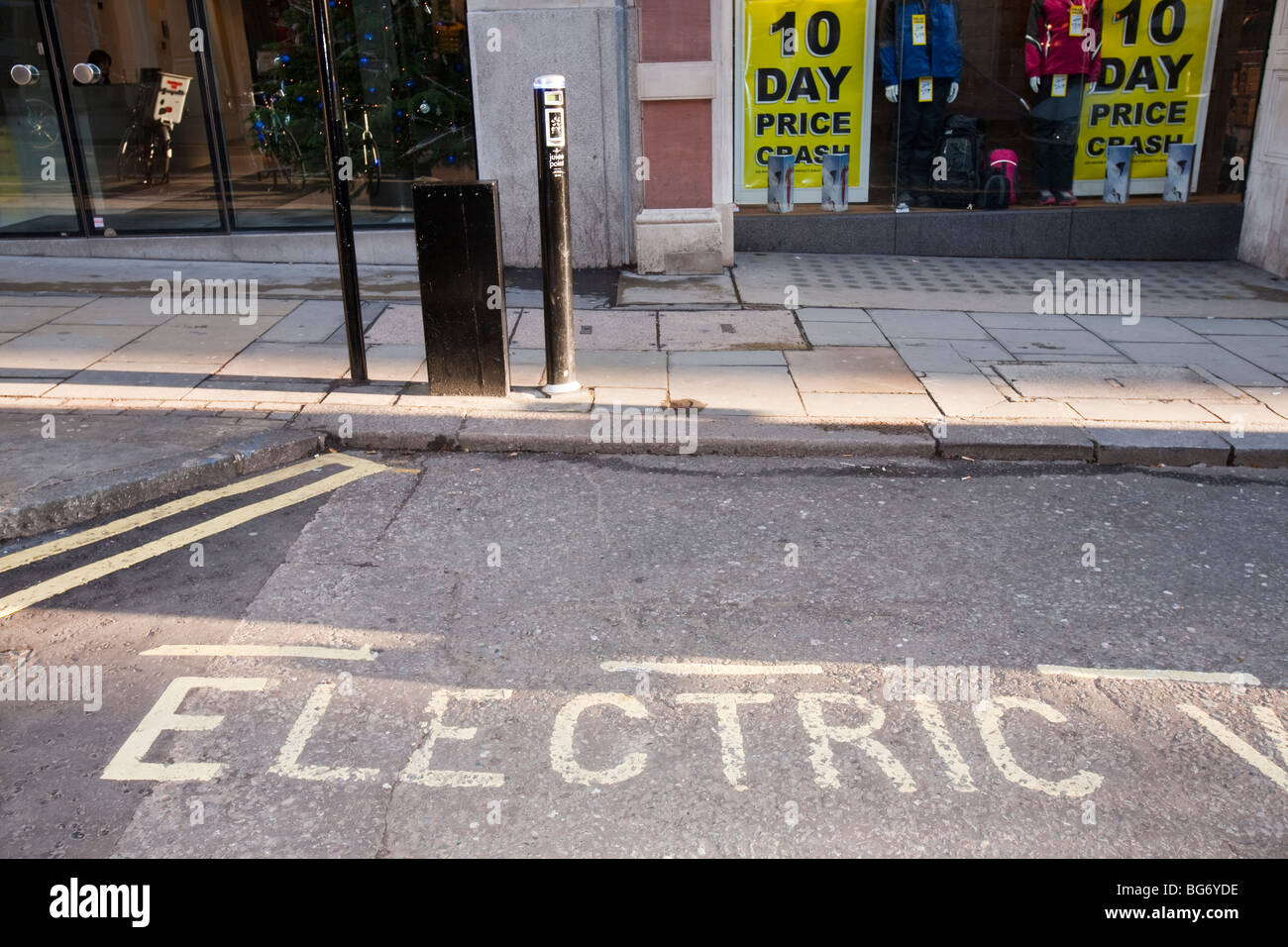 A street charging point for electric vehicles in Westminster, London, UK. Stock Photo