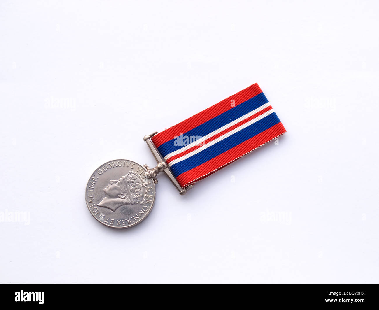 A World War 2 Medal awarded to British and Commonwealth Troops 1939-45 on a white background Stock Photo