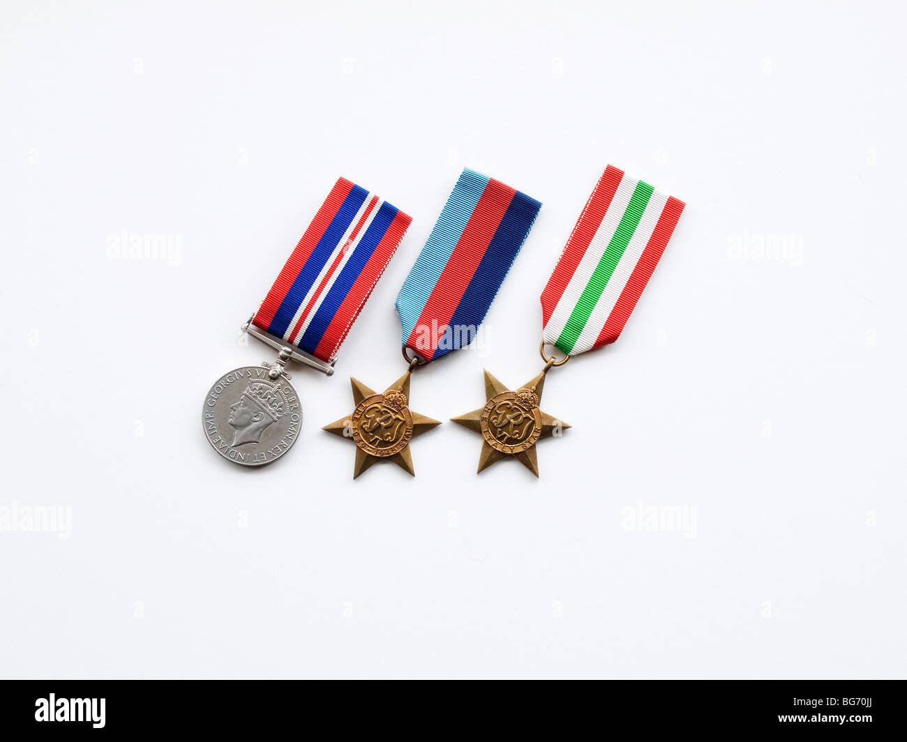 The World War 2 Medal, WW2 Star and Italy Star awarded to British and Commonwealth Troops who served in Italy 1939-1945 Stock Photo