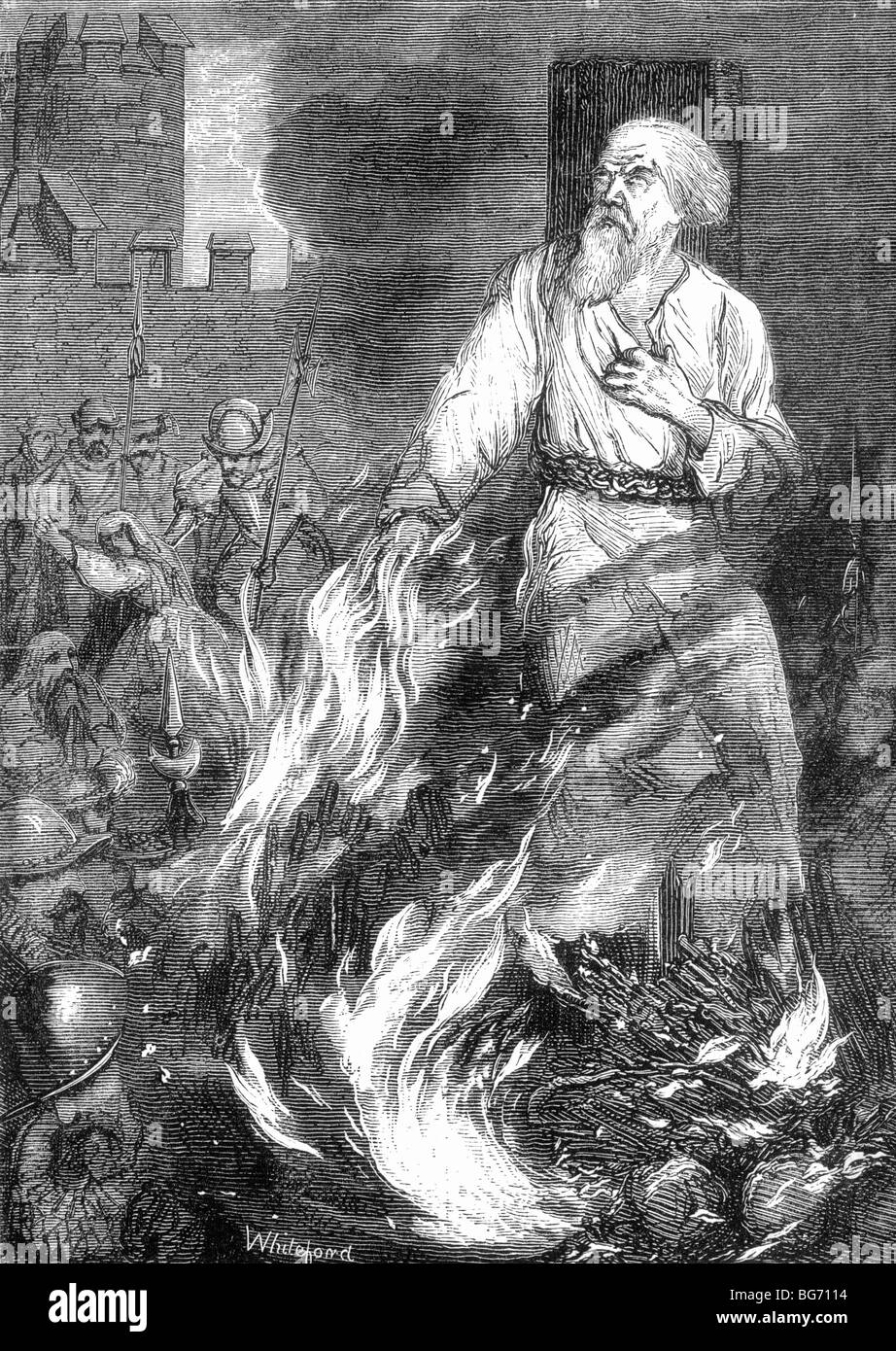 The Burning at the Stake of Archbishop Thomas Cranmer 21st March 1556 Stock Photo