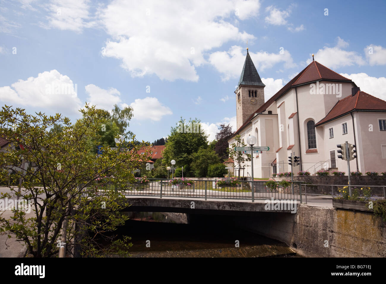 Peiting, Bavaria, Germany, Europe. View along the River Lech in Bavarian  town on the Romantic Road (Romantische Strasse Stock Photo - Alamy