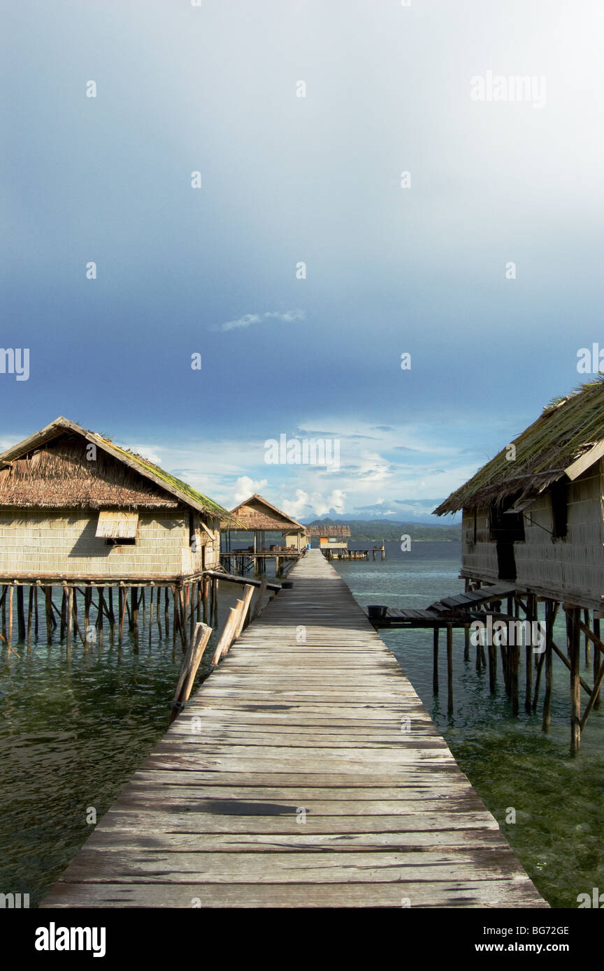 huts on Kri island, Papua. Stock Photo