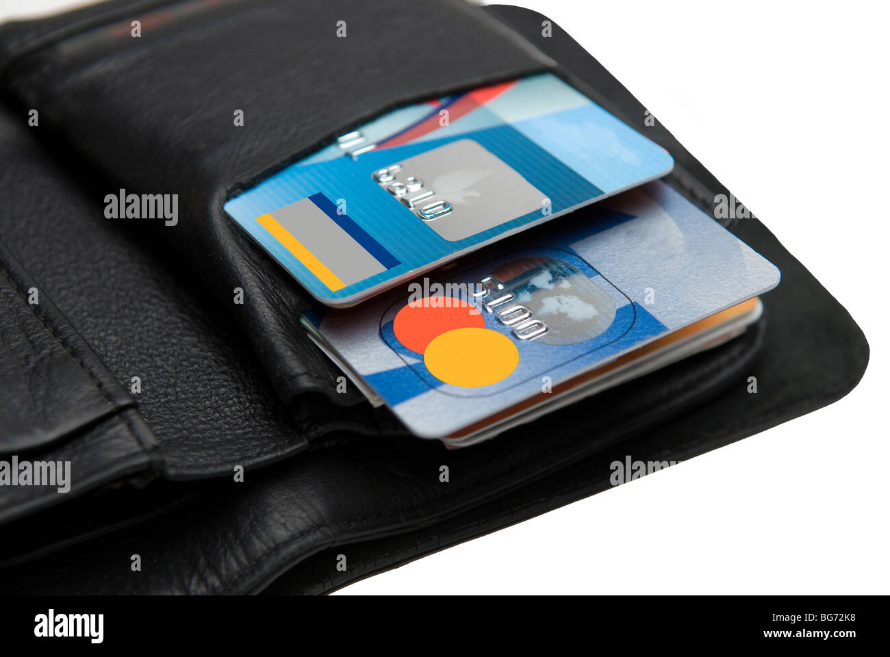 credit card in leather wallet Stock Photo