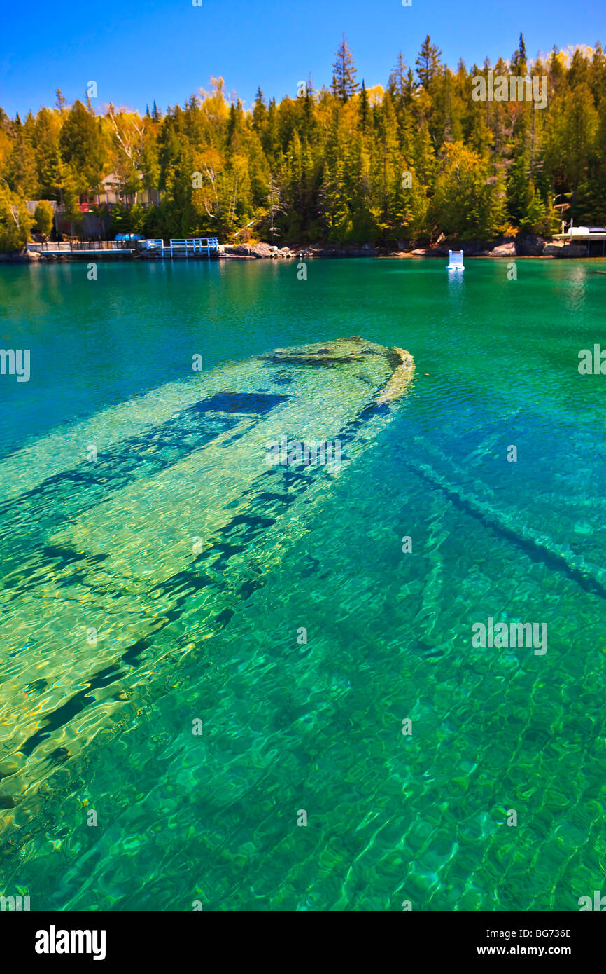 Shipwreck of the ship Sweepstakes (built in 1867) in Big Tub Harbour, Fathom Five National Marine Park, Lake Huron, Ontario, Can Stock Photo