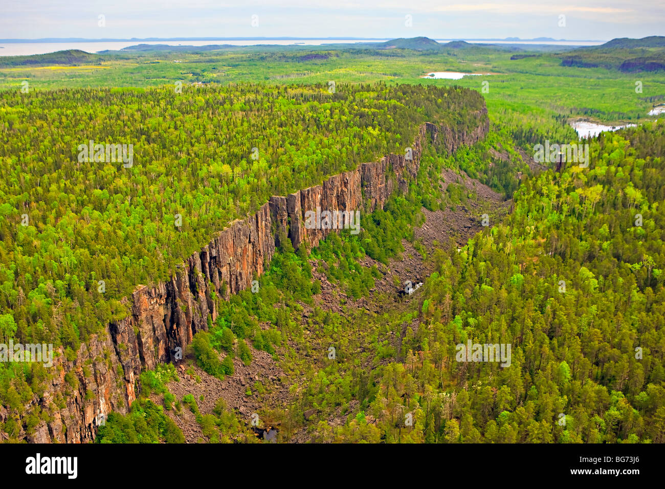 Aerial view of the Ouimet Canyon in the Ouimet Canyon Provincial Park ...