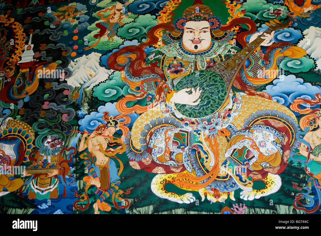 Mural in Songzanlin Monastery, Shangri-la, Yunnan, China Stock Photo