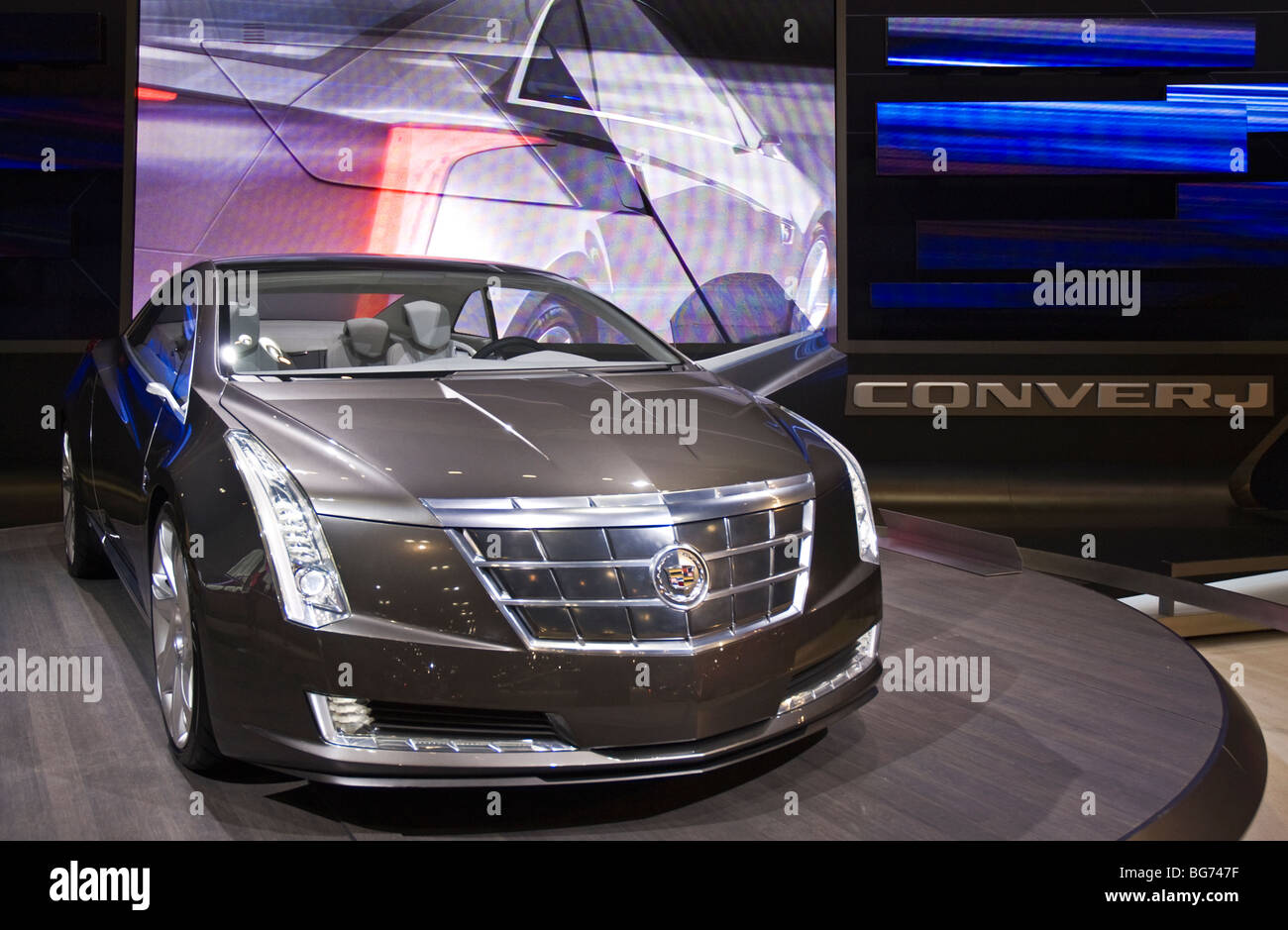 The Cadillac Converj concept car at the 2009 LA Auto Show in the Los Angeles Convention Center, Los Angeles, California. Stock Photo