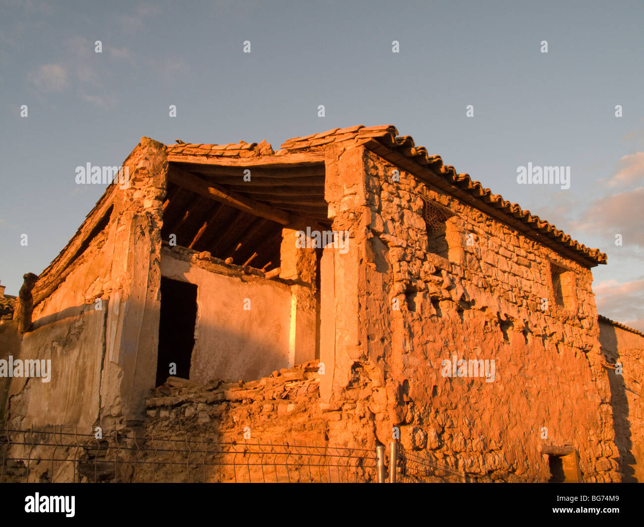 Ruined collapsed rural house, Spain Stock Photo