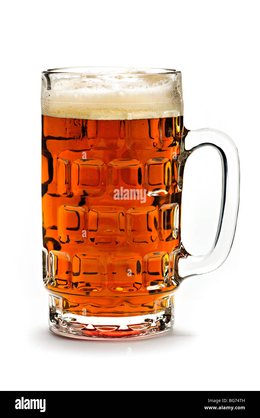 Full beer glass isolated on white background Stock Photo